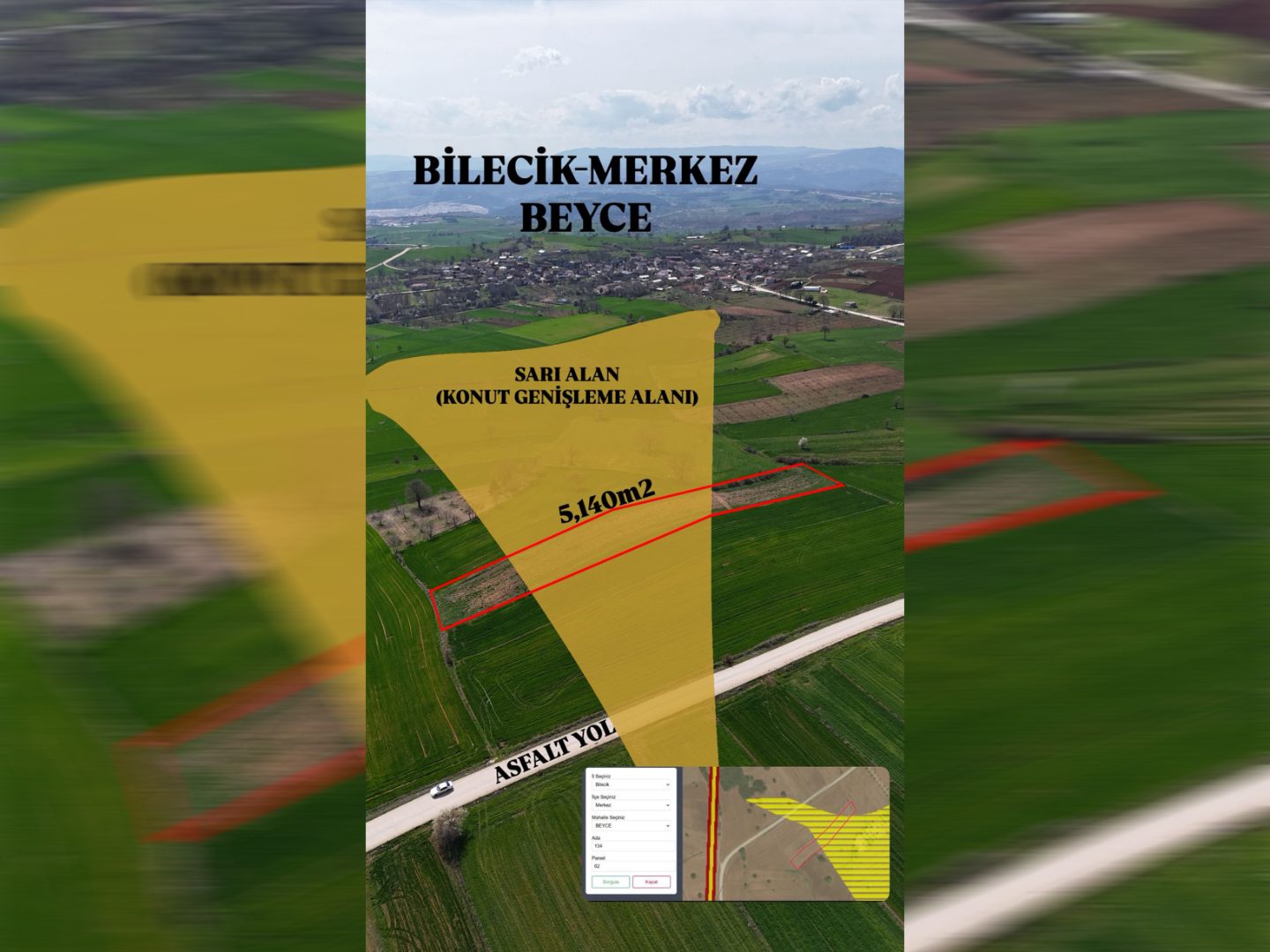 KURUOĞLU NDAN MERKEZ BEYCE KÖYÜNDE SARI ALANDA 5140 M² ARSA - 3
