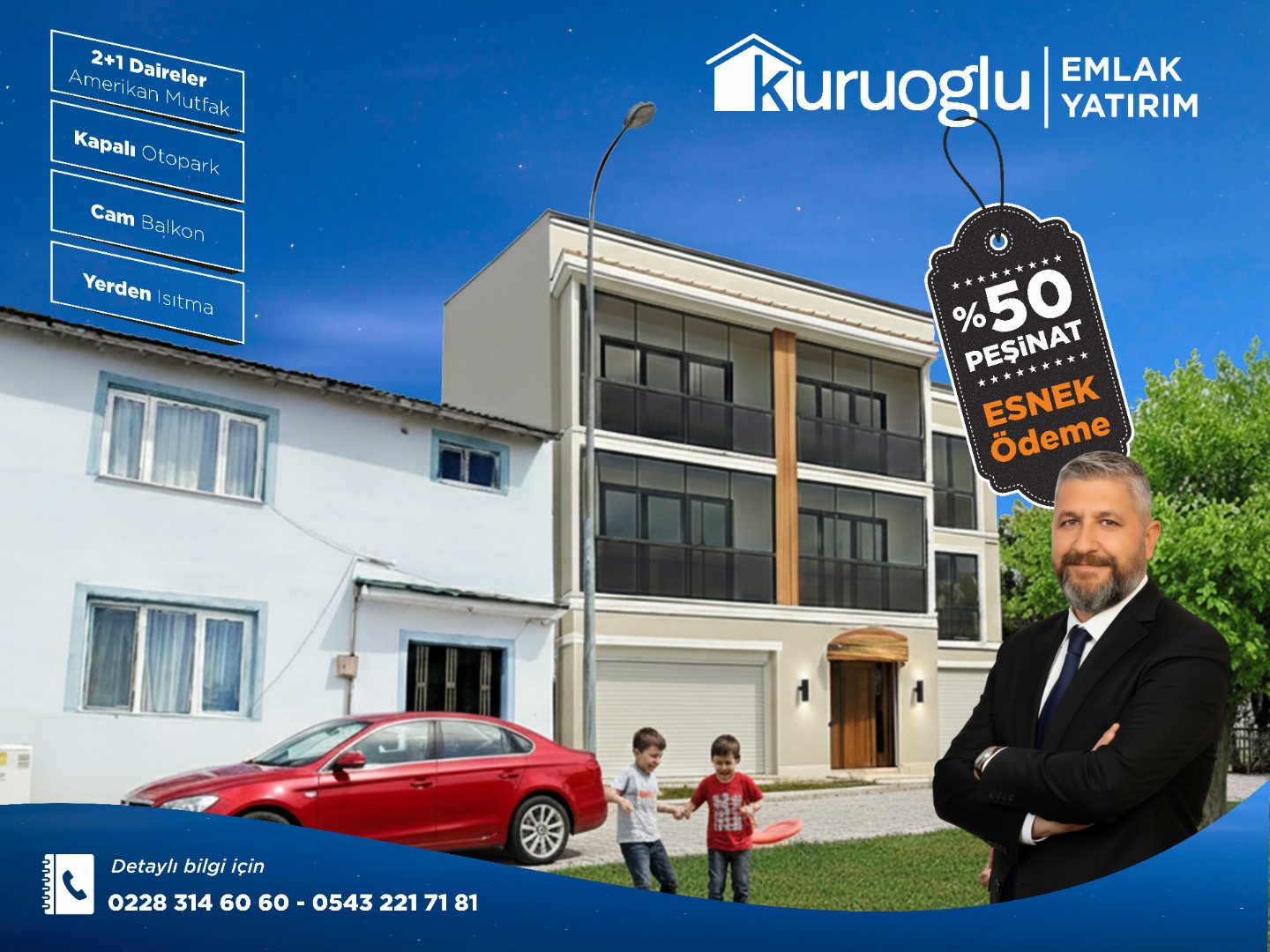 KURUOĞLU 'NDAN YEDİLER MH. TEMELDEN SATILIK SIFIR 2+1 DAİRE